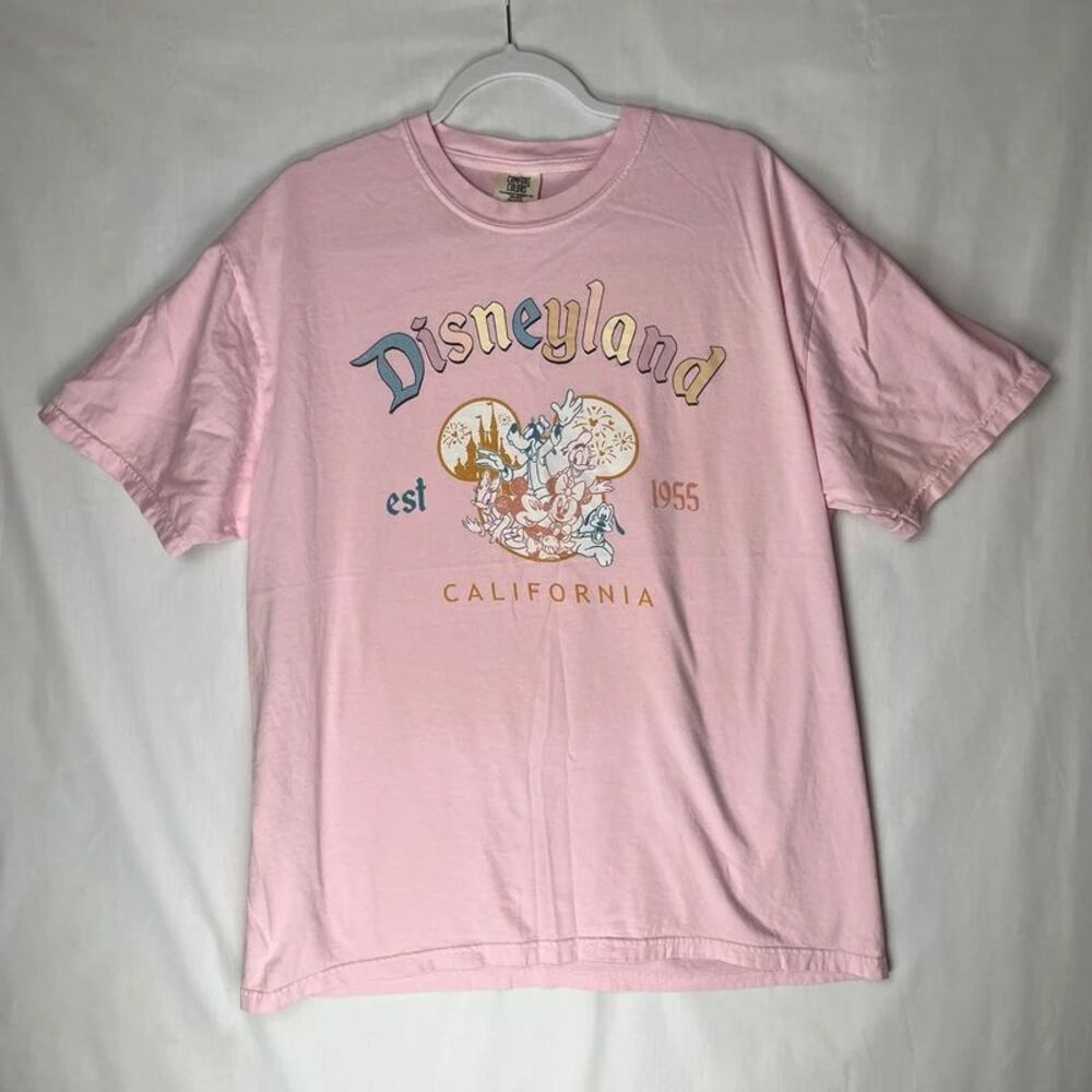 Comfort Colors Pink XL Disneyland Est 1955 Mickey Donald Goofy Pluto T Shirt XL